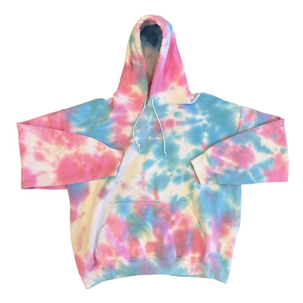 CARMAR Los Angeles Blue & Pink Tie Dye Oversized Hooded Sweatshirt Size medium